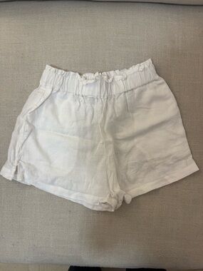 Women's White Linen Elastic-Waist Shorts NWOT